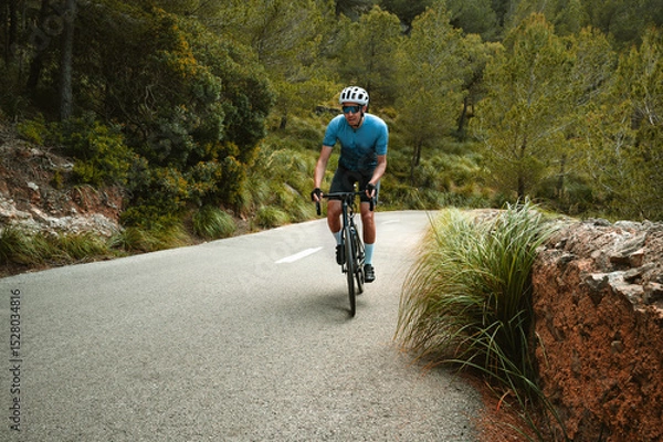 Obraz Cycling on a mountain pass