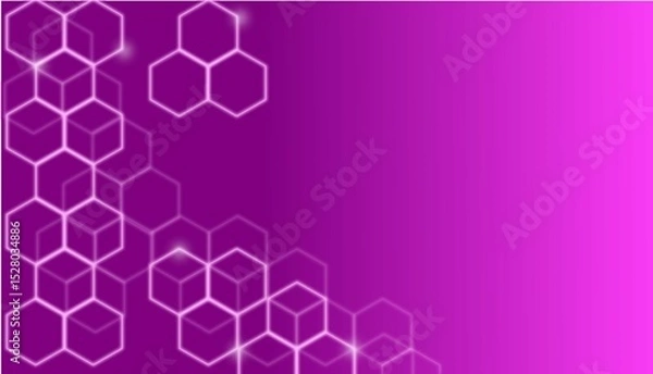 Fototapeta Purple and pink hexagonal geometric pattern design with a futuristic digital structure