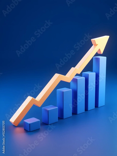 Fototapeta Fintech curve chart background, business data graph concept illustration