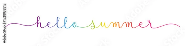 Fototapeta HELLO SUMMER colorful brush calligraphy banner