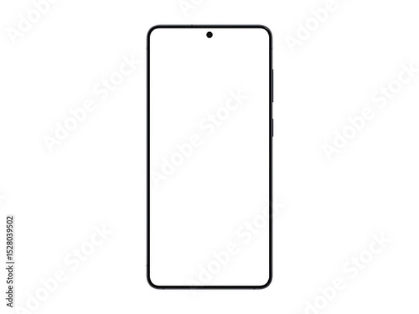 Fototapeta Photo of smartphone similar to android device with thin edge without background. Jetblack color. Template for mockup. Only frame, without screen	
