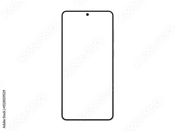 Fototapeta Photo of smartphone similar to android device with thin edge without background. Silver color. Template for mockup. Only frame, without screen	
