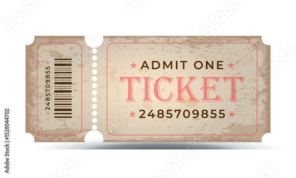Fototapeta 
Classic old ticket template . Vector coupon with scuffs in retro style