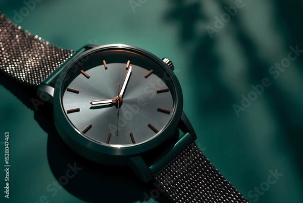 Fototapeta Luxury watch on dark background with soft shadows