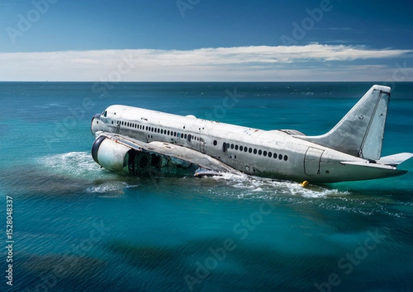 Obraz Abandoned Airplane Beneath the Ocean