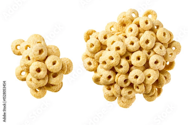Fototapeta heap of whole grain cereal rings isolated on white background top view.