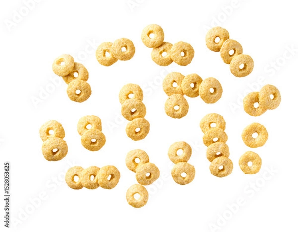 Fototapeta Whole grain cereal rings isolated on white background top view.