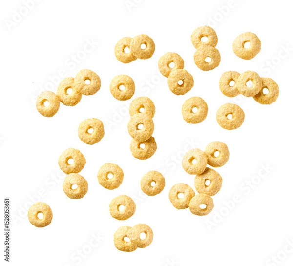 Fototapeta Whole grain cereal rings isolated on white background top view.