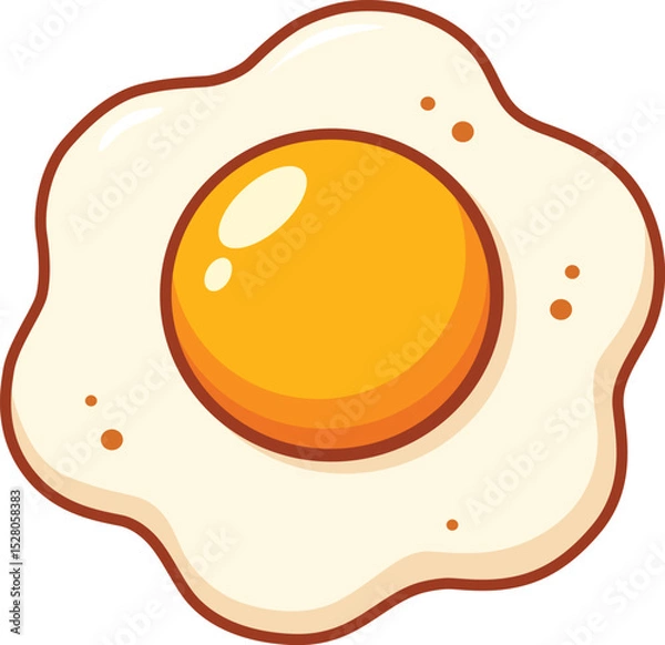 Fototapeta Fried egg illustration with bright yellow yolk and white, fluffy egg white surrounding it, creating cheerful and appetizing appearance