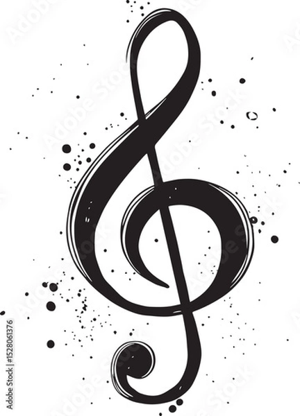 Fototapeta music background with treble clef, treble clef vector illustration