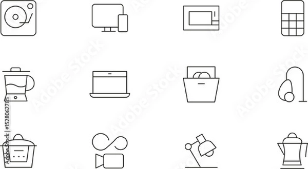Obraz Collection of Minimalist Line Icons Home Appliances, Electronics, and More - 289.eps Vector Graphics
