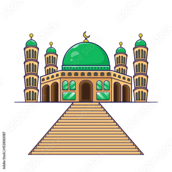 Fototapeta Great cartoon vector illustration about Islamic Mosque buildings isolated on white background with Flat design concept
