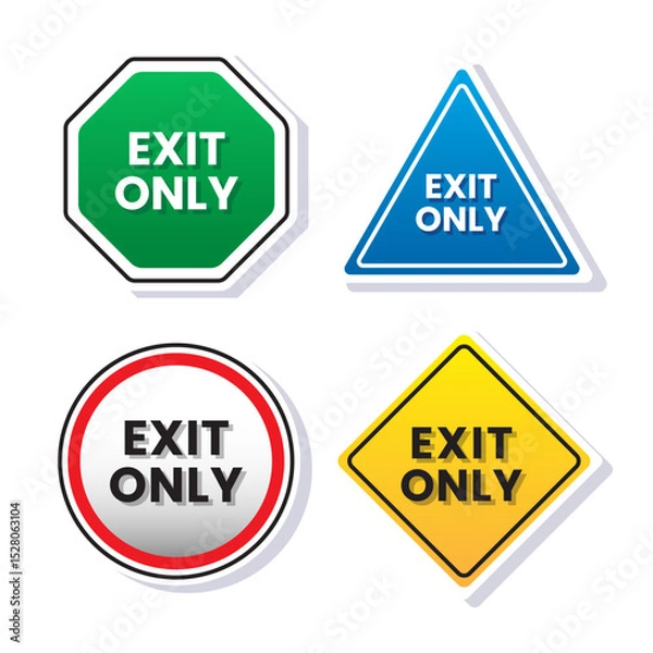 Fototapeta Exit only no enter sign board vector illustration cartoon with simple and cute concept design. Direction sign board in the building