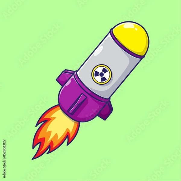 Fototapeta Draw cute nuclear atomic bomb vector graphic illustration cartoon isolated. Rocket bomb sign vector with simple style concept