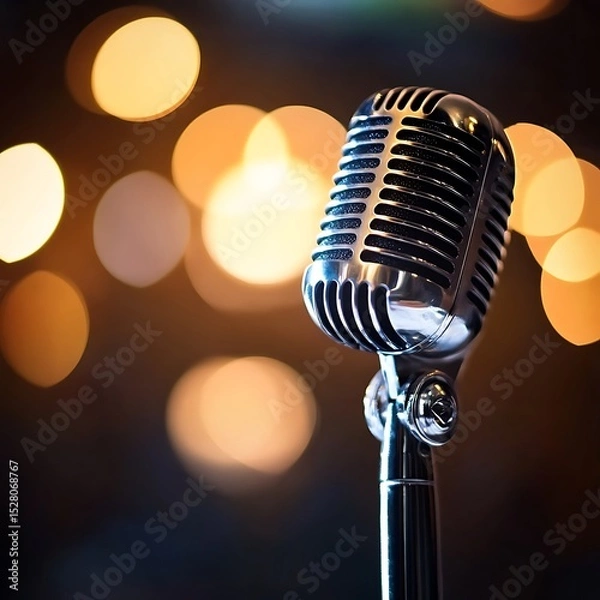 Obraz High fidelity microphone vocal clarity dynamic performance studio equipment vibrant colorful stage background