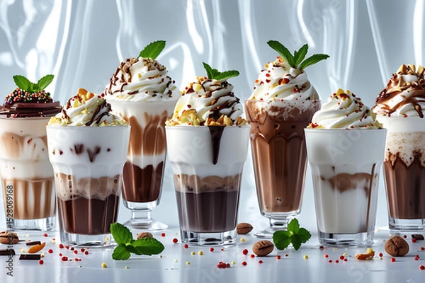 Obraz Delicious Chocolate Sundaes in Elegant Glasses – Gourmet Dessert Presentation Generative AI.