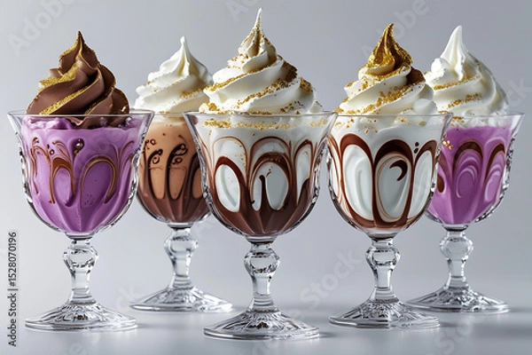 Obraz Delicious Chocolate Sundaes in Elegant Glasses – Gourmet Dessert Presentation Generative AI