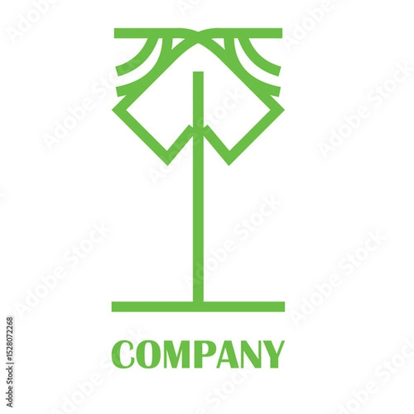 Fototapeta vector illustration of an Islamic logo in the shape of a palm tree or umbrella, in a calm green color.