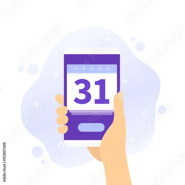 Obraz monthly subscription vector illustration, mobile phone in hand