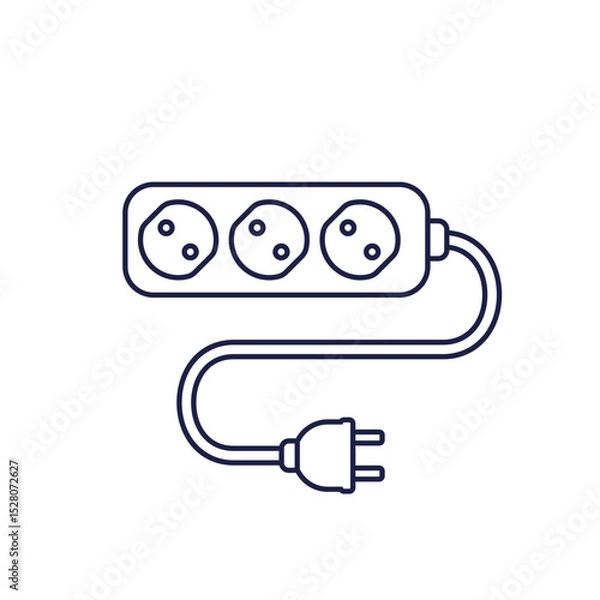 Obraz power strip icon, power outlet with electric plug, line design