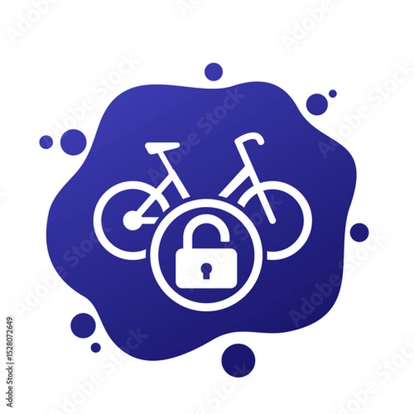 Obraz Unlock bike icon, bicycle and a lock