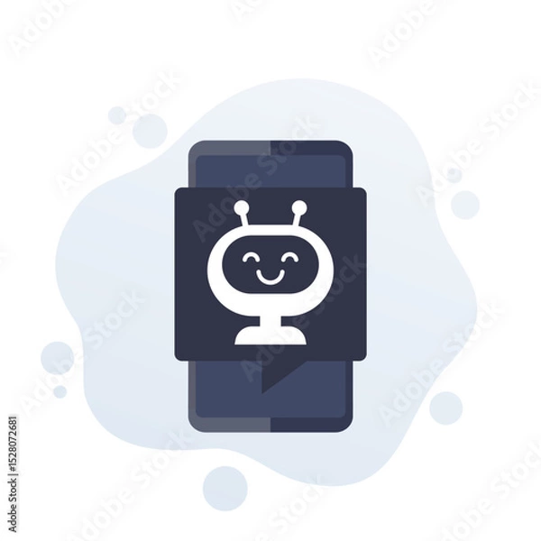Obraz AI Assistant app icon with mobile phone, flat vector design