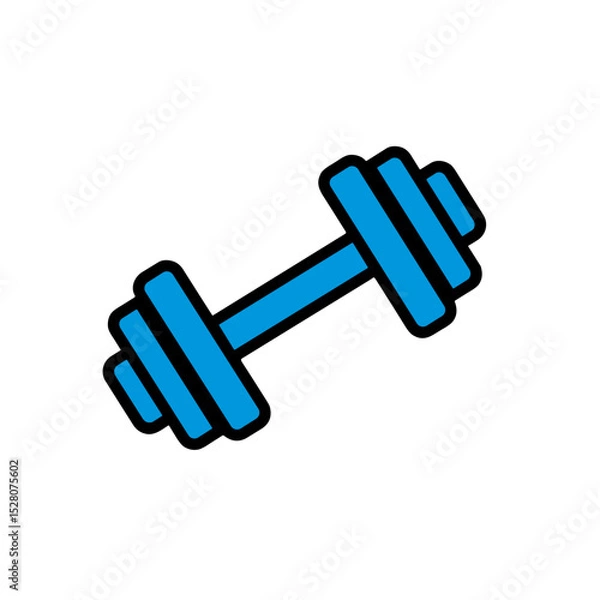 Fototapeta Dumbbell icon in blue color on white background, fitness and exercise concept