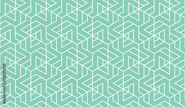 Fototapeta Abstract geometric pattern. A seamless vector background. White and green ornament. Graphic modern pattern. Simple lattice graphic design