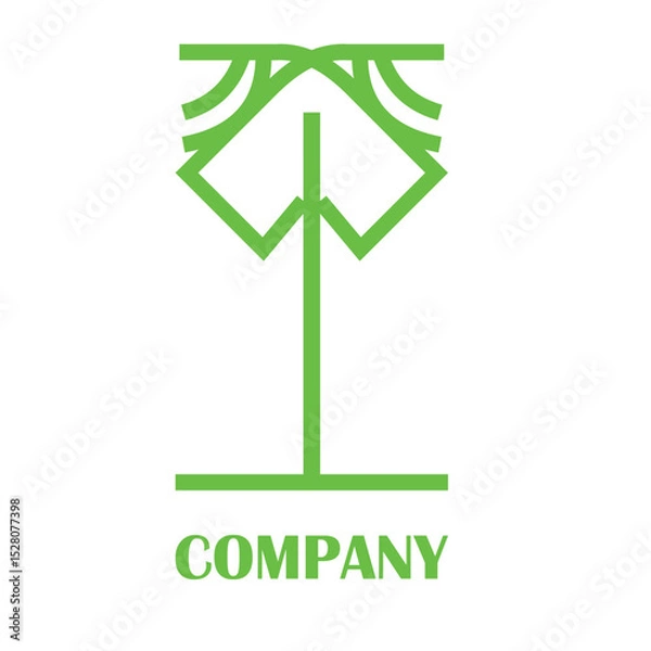 Fototapeta vector illustration of an Islamic logo in the shape of a palm tree or umbrella, in a calm green color.