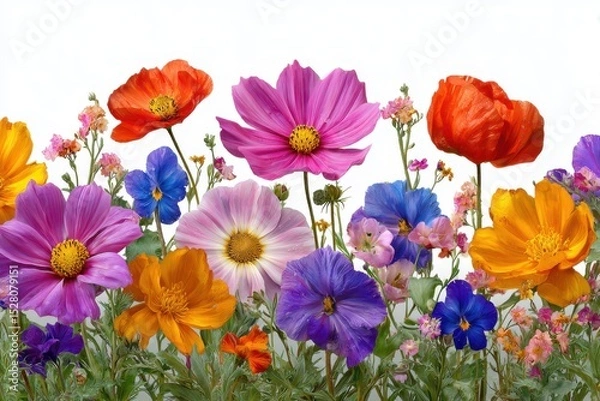 Obraz Vibrant spring flowers bouquet isolated on white background