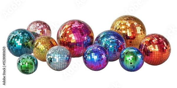 Fototapeta Colorful disco balls of various sizes.