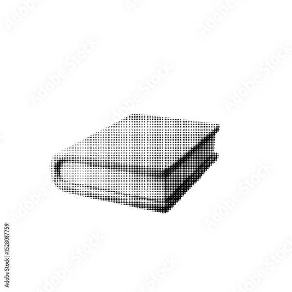 Obraz This halftone vector illustration of a book symbolizes knowledge and education, ideal for academic and publishing themes. Perfect for retro designs and literary content.