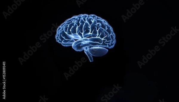 Fototapeta the brain illuminated by artificial intelligence in 3D