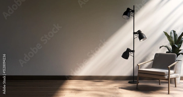 Obraz arm chair and decoration japanese on Modern room interior wabisabi style.3D rendering