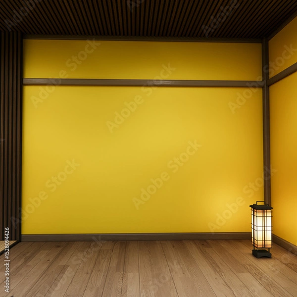 Obraz Japanese traditional low table and decoration on minimal muji room japan style.3D rendering
