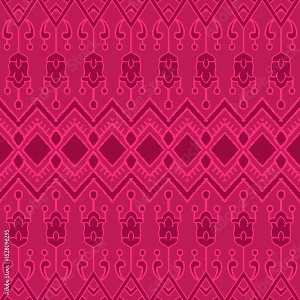 Fototapeta pattern batik flower damask ethnic boho ikat texture tribal geometric backgroun