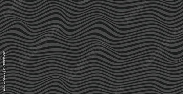 Fototapeta Seamless wavy abstract lines vector on black background.