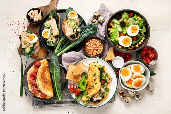 Obraz Breakfast food concept. Various ways of cooking chicken eggs.