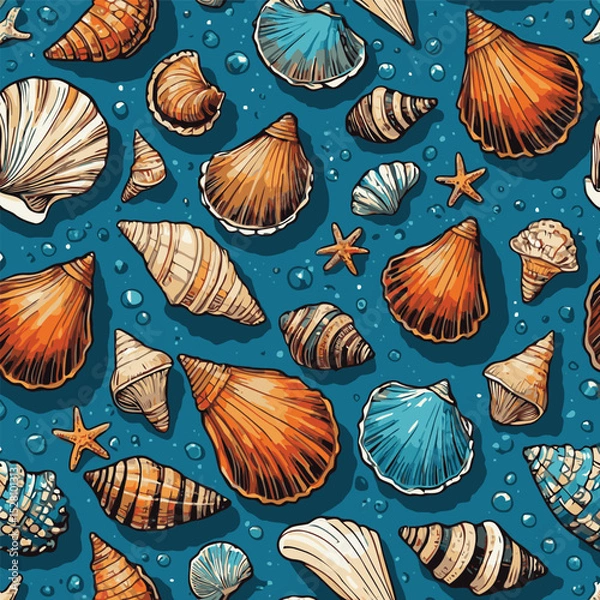 Obraz sea ​​shell illustration vector comic book style