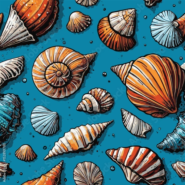 Obraz sea ​​shell illustration vector comic book style