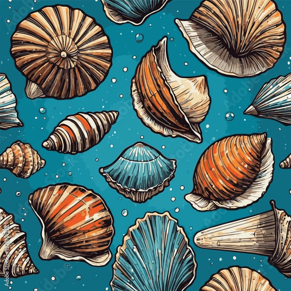 Obraz sea ​​shell illustration vector comic book style