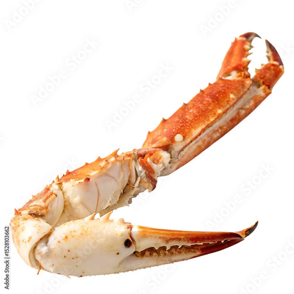 Obraz Cooked red crab leg cracked open to eat isolated on a transparent background