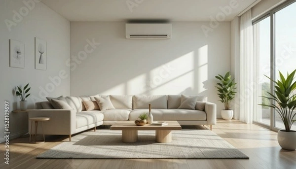 Obraz A minimalist living room with a breeze from the air conditioner