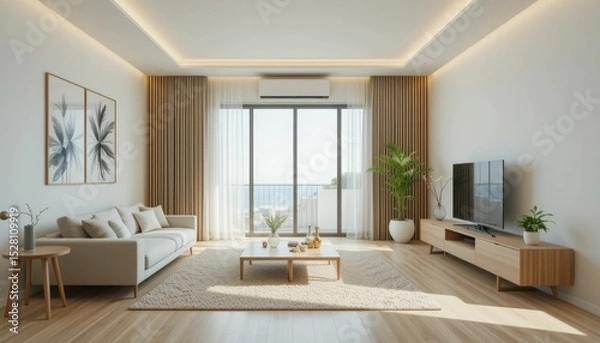 Obraz A minimalist living room with a breeze from the air conditioner