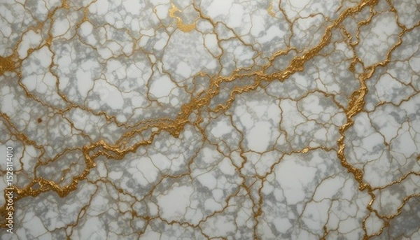 Obraz Golden veins and a sophisticated white marble texture
