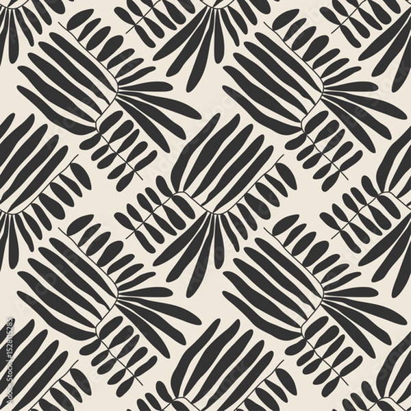Obraz Trendy minimalist seamless botanical pattern with abstract creative hand drawn composition