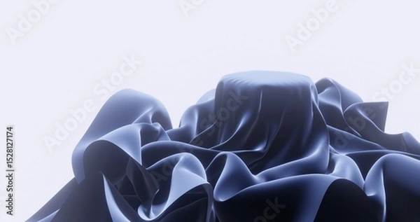 Obraz Abstract background delicate dark blue drapery fabric platform 3d render