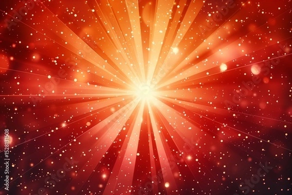 Fototapeta Radiant Cosmic Burst: A Stunning Display of Red and Gold Particles Illuminating the Universe