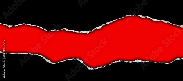 Obraz Ripped black paper on red background