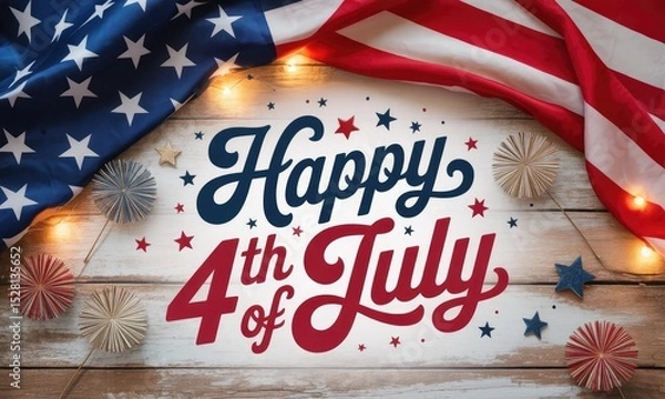 Fototapeta Happy 4th of july american flag festive background